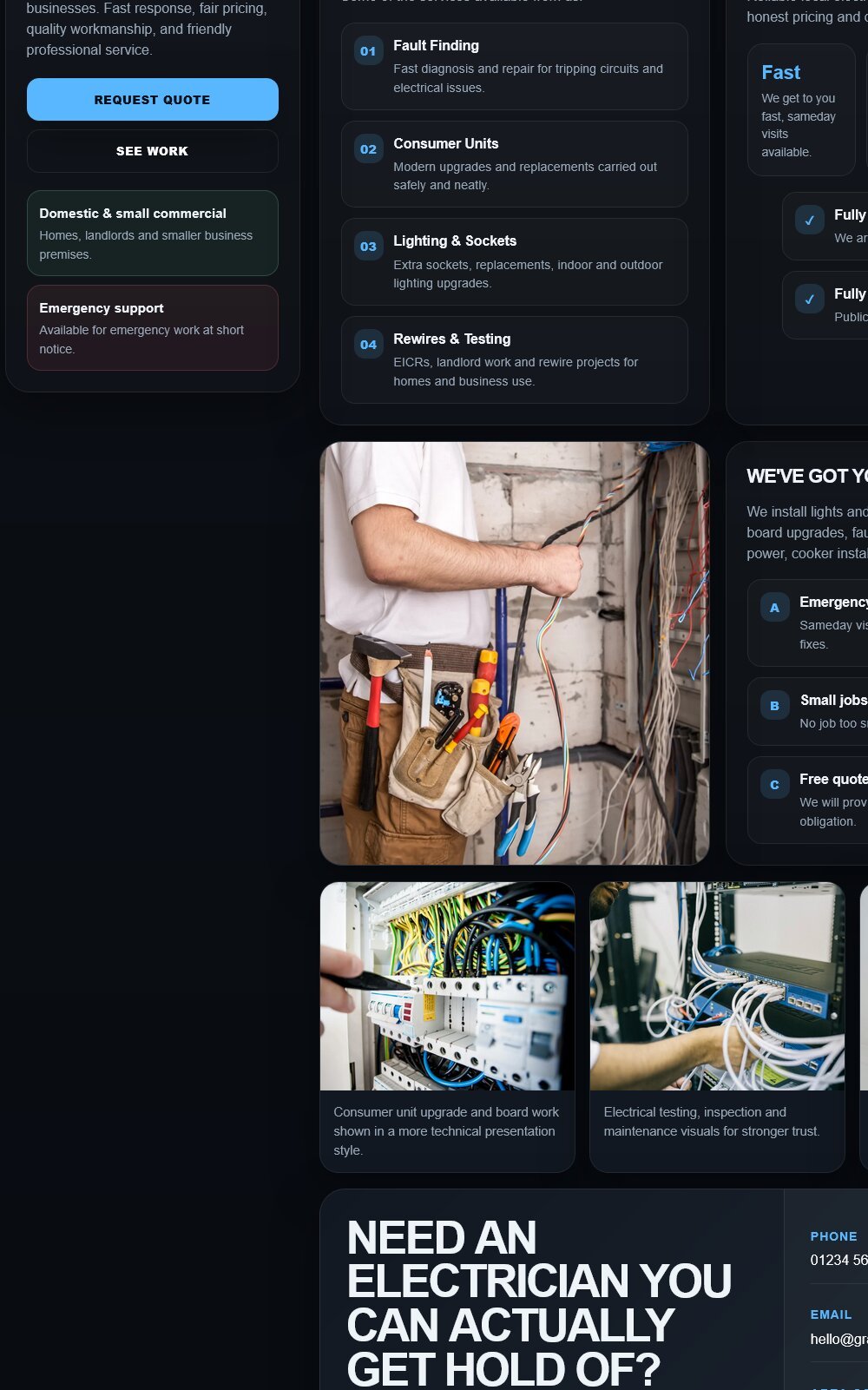 Current electrician website example
